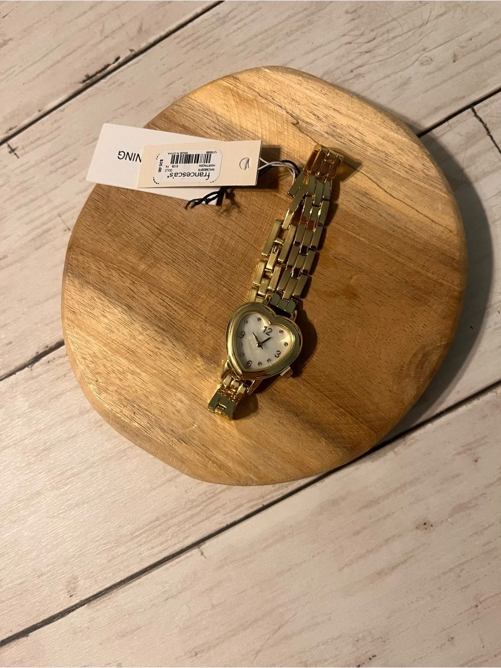 Francesca's Collections Gold Heart-Shaped Bracelet Watch
